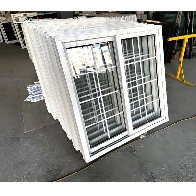 China Glijdend dubbele venster Upvc horizontale push-pull geluidsdichte pvc vensters glijdende deur Te koop