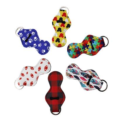 China Eco-friendly Promotional Holder Neoprene Lip Balm Stick Lip Balm Holder Gifts Style Flower Key Chain for sale