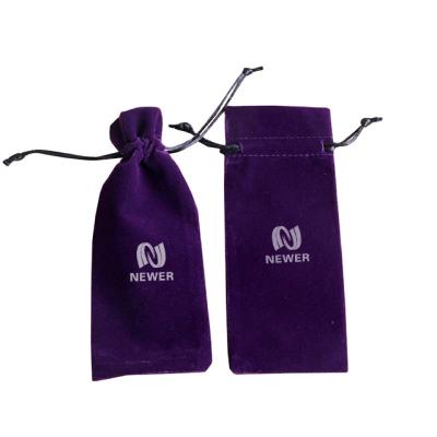 China Promotional Luxury Custom Glass Pen Long Purple Velvet Pouch Recyclable for sale