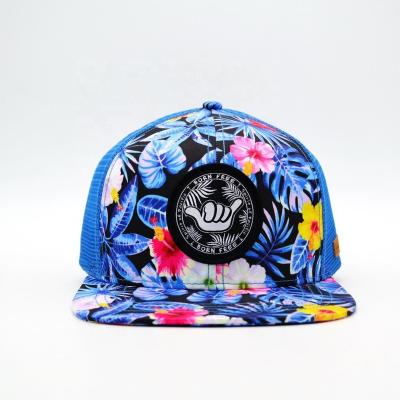 China JOINT Design Your Own Sublimation Printing 6 Panel Snap Back With Flat Brim Trucker Hat for sale