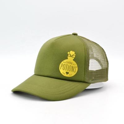 China JOINT Plastic Printing High Quality 5 Panel Trucker Hat With Breathable Mesh Back for sale