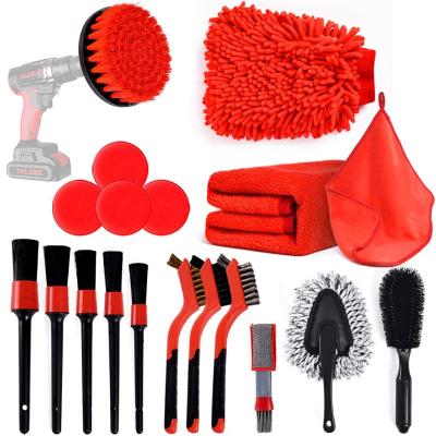 China 19PCS Viable Detailing Reading Brush The Drill Cleaning Reading Brush Car Detailing Kit For Car Wash for sale