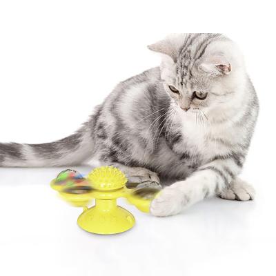 China Funny Eco-Friendly Sustainable Cat Windmill Toys Pet Cat Toys Rotating Turntable Toys for sale