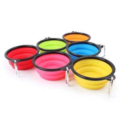 China Viable Silicone Collapsible Dog Dish Dog Feeding Bowl With Carabiner for sale