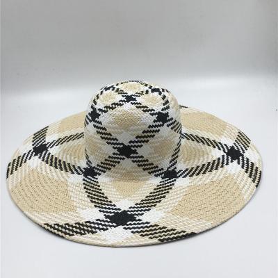 China China Factory Plain Striped Cheap Ladies Paper Straw Hat For Summer Beach for sale