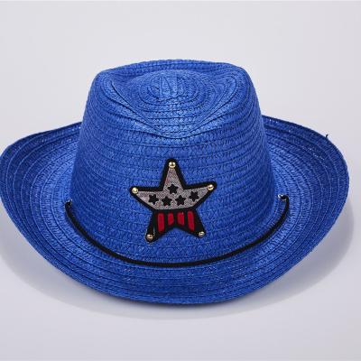 China Summer Pleasant Striped Star Decoration Boys Girl Style Beach Baby Straw Hat for sale