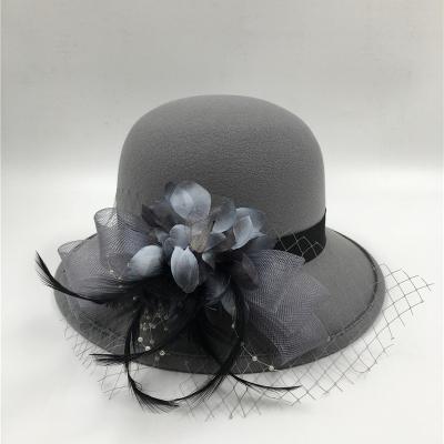 China Women's Gray Winter Wool Felt Hat for sale