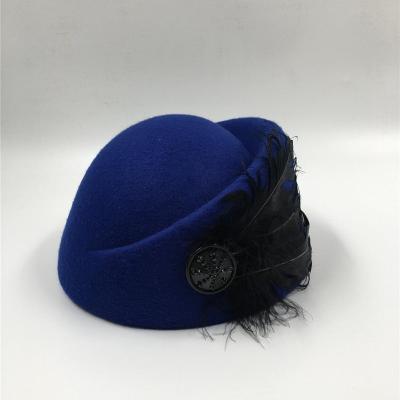 China Feather Decoration China Factory Wool Striped Felt Hat For Women for sale