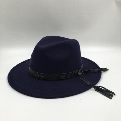 China Wholesale custom flat felt hat striped brim wool for men for sale