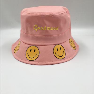 China Smile Face Pink Striped Summer Beach Soft Cloth And Cotton Folded Hats For Kids And Baby for sale