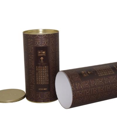 China Recycled Materials Cylinder Round Ganoderma Kraft Paper Boxes With Metal Lids And Bottoms for sale