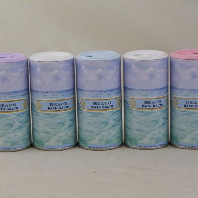 China Recycled Materials Tank Colored Bath Salt Printing Paper Tube Round Paper Box With Plastic Shaker Lid for sale