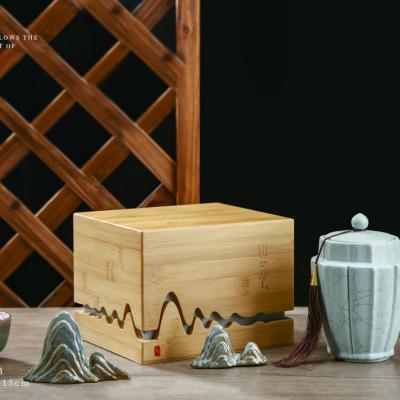 China Handmade Custom Haute Tea Packaging in Luxury Gift Wooden Box with Tote Bag for sale