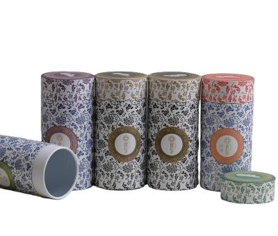 China Handmade Loose Food Grade Tea Leaf Kraft Paper Cylinder Cans Cardboard Box With Flat Lid Top And Flat Bottom for sale