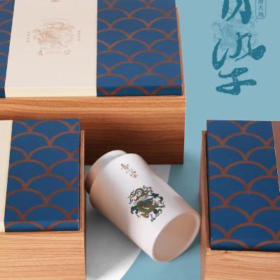 China Handmade Eco Friendly Tea Paper Tube Packaging Wooden Box With Custom Printing for sale