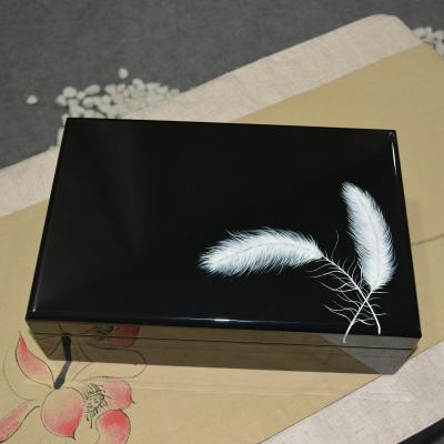 China Handmade Gift Packaging Composite Wooden Box With Hot Stamping And Golden Bag for sale