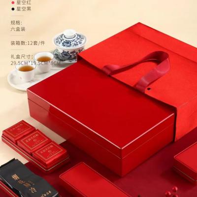 China Handmade a variety of colors of high-grade tea packaging paint wooden box with hand-held paper bags for sale