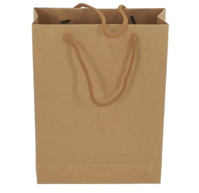 China Recyclable Recycled Materials Take Away Shopping Brown Kraft Paper Clothing Carry Gift Bag With Cotton Rope Twine Handle for sale