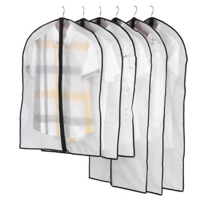 China Storage Black Zipper Transparent Hanging Clothes Dust Cover EVA Dustproof Garment Bag Suit Translucent Cover Custom Logo for sale