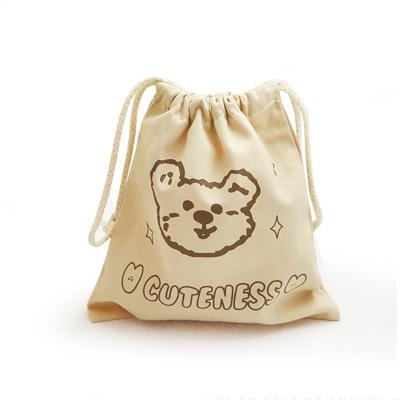 China Cartoon Canvas Bag Recyclable Printed Logo Eco-Friendly Reusable Reusable Shopping Bag Cartoon Canvas Bag Drawstring Cotton for sale