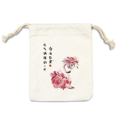 China Recyclable Wholesale Custom Cotton Drawstring Canvas Bag Environmental Friendly Reusable Shopping Bag for sale