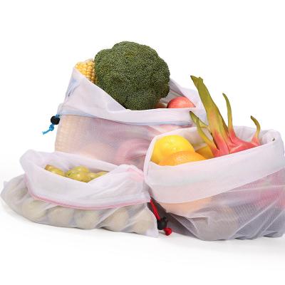 China Wholesale Customizable Reusable Fruit and Vegetable Shopping Bag Foldable 100% Reusable Drawstring Bag for sale