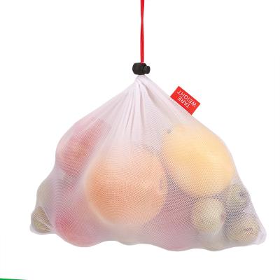 China Wholesale Recyclable Environmentally Friendly Reusable Fruit And Vegetable Supermarket Shopping Bag Packaging Bag Drawstring Net Pouch for sale