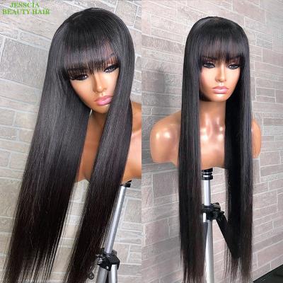 China Other Raw Indian Human Hair 12A HD Full Lace Frontal Cuticle Aligned Virgin Peruvian Hair Bangs Lace Front Wigs For Black Women for sale