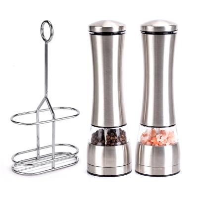 China Battery Operated Kitchen Stainless Steel Spice Grinder Electric Pepper Grinder Set With Adjustable Coarseness for sale