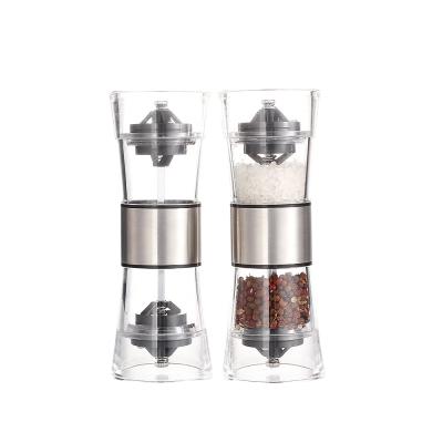 China Acrylic Salt and Pepper Grinder Set Set With Adjustable Coarse Manual Stocked Ceramic Pepper Grinder Mechanism for sale