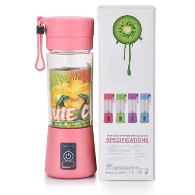 China Car 380ml Custom Logo Portable Blender Personal Smoothie Six Blades Mini Home USB Rechargeable Blender Juicer Cups for sale