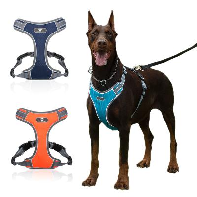 China Custom Padded Breathable Dog Training Harness Adjustable Reflective Nylon Medium Large Dog Harness for sale