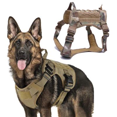 China Amazon Hot Military Nylon K9 Padded Tactical Dog Harness Working Large Dog Vest Harness With Handle for sale