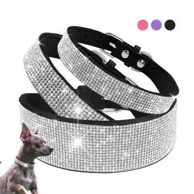 China 2021 Personalized Bling Cat Collars Leather Pet Puppy Kitten Collar Walk Leash Lead for Small Medium Dogs Cats for sale