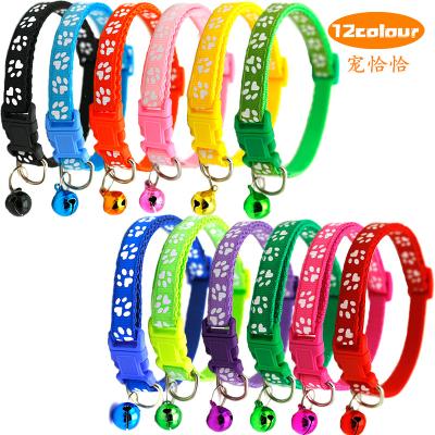 China Multi-colors Personalized Small Dog Cat Collar with Bell Safety Adjustable Cat Kitten Straps Puppy Collars Pet Collars for sale