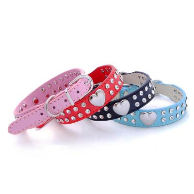 China Personalized Leather Pet Dog Collar Heart Shaped Cat Collar Neck Medium Dog Collar For Small for sale