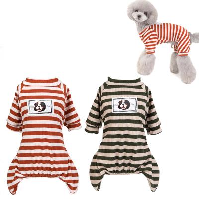 China Soft and Comfortable Viable All Seasons Can Wear Breathable Striped Elastic Printed Quadruped Dog Cat Pajamas Dog Clothes for sale