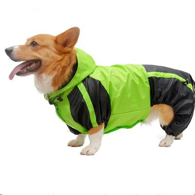 China Viable Quadruped Dog Raincoat Corgi Clothes Raincoat Hooded Dog Rain Jacket for sale