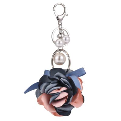 China Global Creative PU Rose Flower Keychain Backpack Car Keychain Wholesale Factory Wholesale French Pendant Elegant Decorations for sale