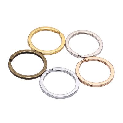 China Global Factory 10pcs/set Wholesale High Quality Smooth Flat Key Chain Ring Electroplated Keyring DIY Accessories for sale