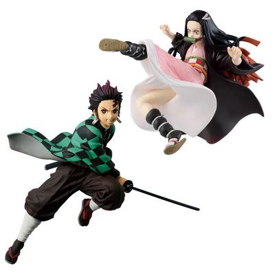 China Cartoon Toy 2 Styles Anime PVC Model Kamado Nezuko Kamado Tanjirou Stock Toy Gift Desktop Ornament for sale