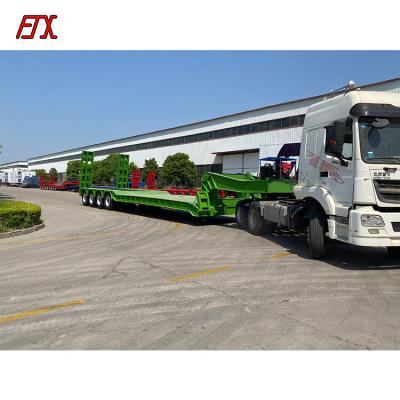 China Trailer Parts Manufacturer Low Price 3 Axles 50 Ton 4 Axles Low Bed Green Low Bed Loader Truck Trailer for sale