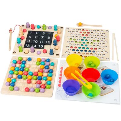 China Newest Memory Game Multi-Function Wooden Wooden Educational Math Toys Beads Puzzle Math Game Set Memory Suitable For Kids Gift for sale