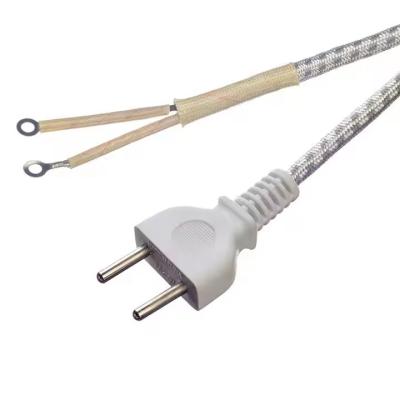 China Hot Selling 2 Pin 220v 16a Braided Wire Power Cord Cable Led Lamp E27 Dc Copper Karachi power cord for Iron in Pakistan for sale