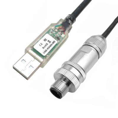 China Industrial Robot Dedicated Connector USB To RS485 Serial Cable To M12 Male And Female Waterproof Head Metal Connector for sale