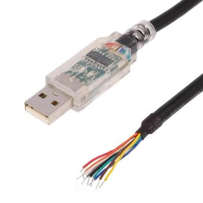 China Industrial Custom Wire Harness RS-422 Serial Protocol Cable USB-RS422-WE-1800-BT To Half-Stripped Wire for sale