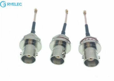 China RF cable assembly waterproof  IP67  BNC  female rear blukhead to  IPX  UFL  RG178 sliver plated copper pigtail cable for sale