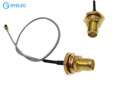 China Conector hembra impermeable de IP67 SMA con el anillo al cable del RF de la coleta de Ipex 150m m 1.13m m en venta