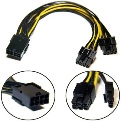 China A fêmea de Pcie 8pin ao conversor de poder duplo do divisor do VGA do homem 2pin de PciE 6 cabografa 18awg 20cm para a placa de vídeo de Gpu dos gráficos à venda