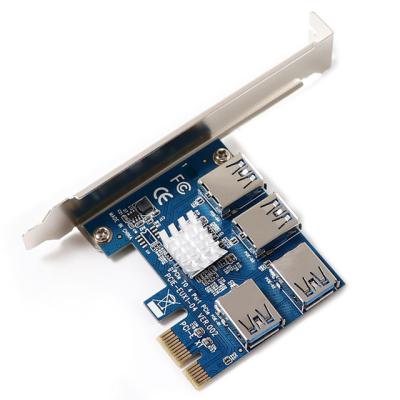 China Pci-E 1x To External 4 Pci-E 16x Slots Pcie Sata Expansion Card Drag 4 Riser Usb 3.0 for sale